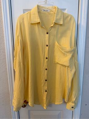 Yellow drop
Shoulder gauze long sleeve shirt   S